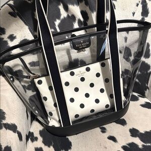 Kate Spade Clear Tote with Black and White Polka Dot Pouch